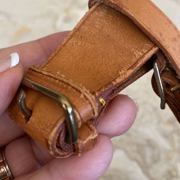 Vintage Louis Vuitton Vachetta Leather Luggage Tag & Poignet - Picture 10 of 12